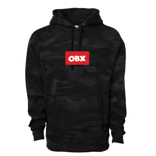 OBX Hoodies - 10oz - Black Camo - Red Box